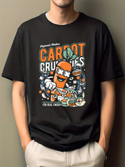 Men's Carrot Print T-shirt Active Casual Crew Neck Tee