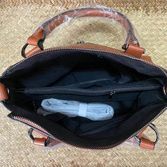 Retro Style Vegan Leather Tote Bag Crossbody Satchel Purse