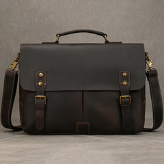 Leather Laptop Briefcase Cowhide Satchel Bag Father's Gift