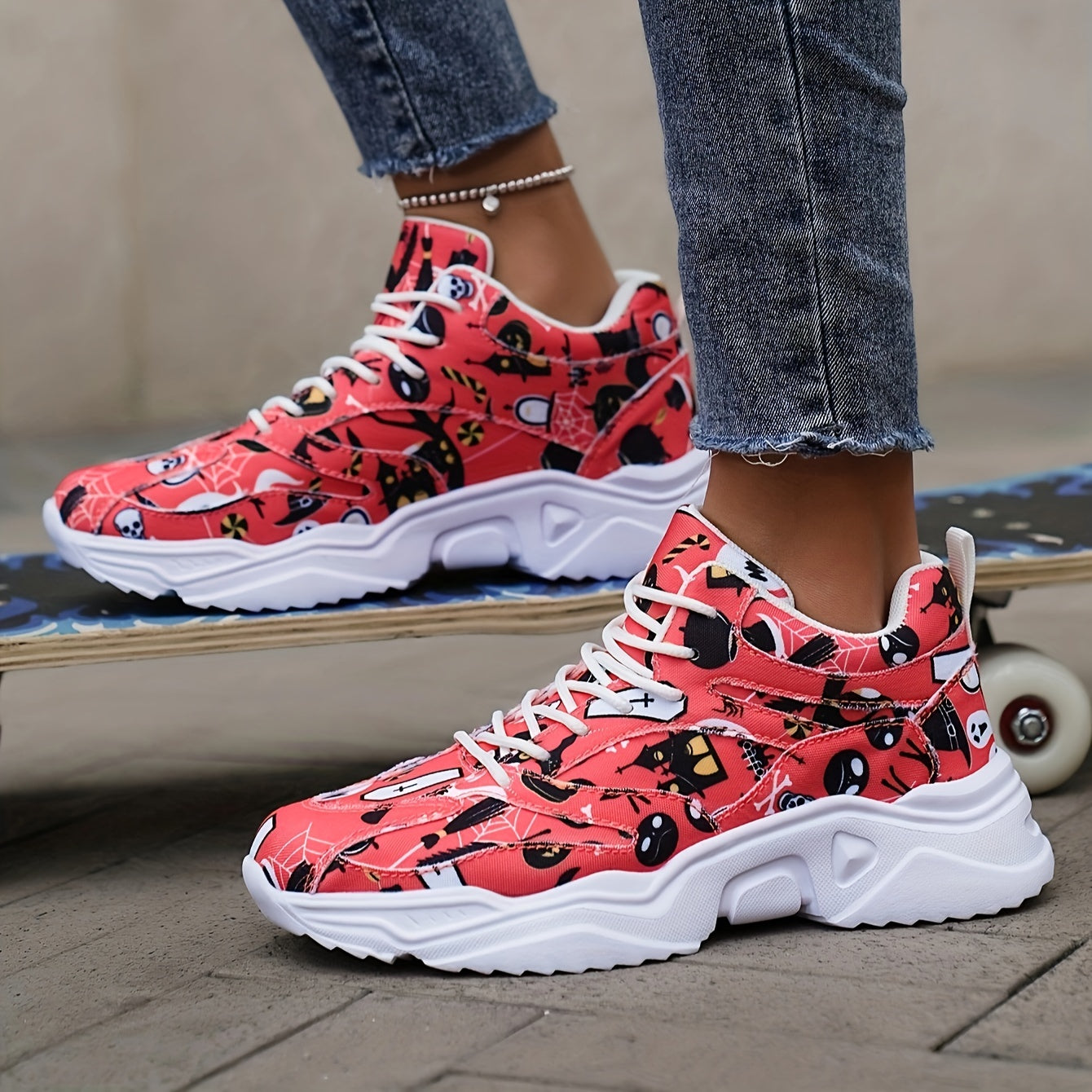 Halloween Pumpkin Print High Top Sneakers