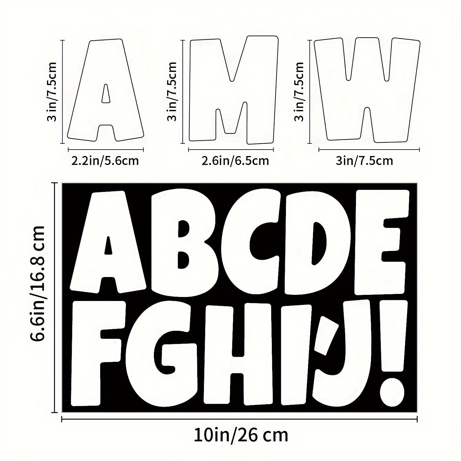Vinyl Alphabet Stickers Set of 3 Sheets 3 Inch Chunky Font Reusable Decals
