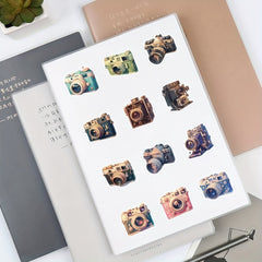 55pcs Vintage Camera Stickers Waterproof Decals for Phone Luggage Water Bottles