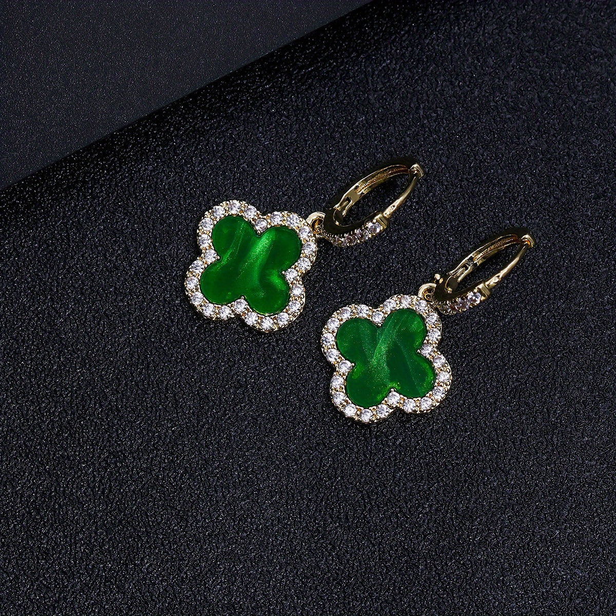 Men's Diamond Studded Earrings Clover Zircon