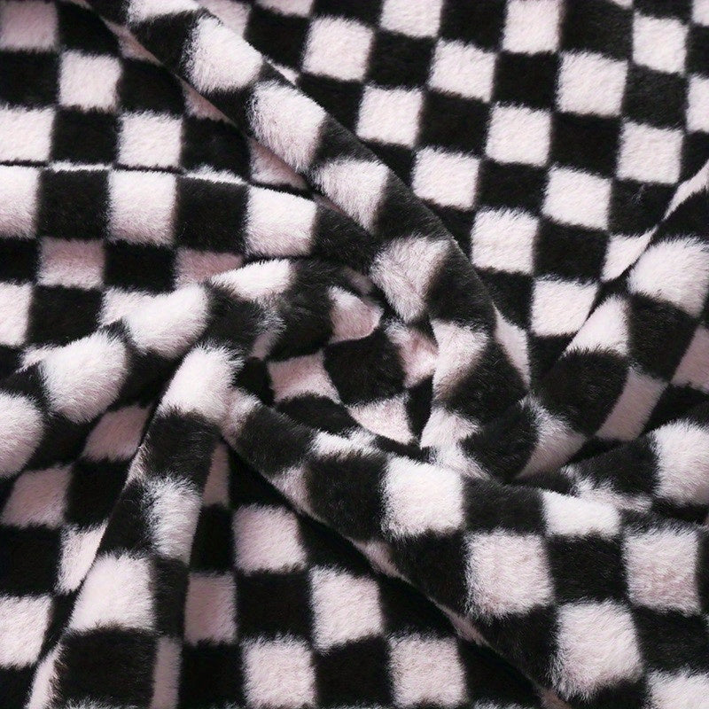 Rabbit Fur Checkerboard Plush Soft Comfortable Hat Shoes Pillow Bag Toy