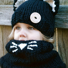 Hand-Woven Grey Fox Hat for Children 2-5 Years