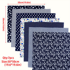 7pcs 49 78 X 49 Navy Cotton Fabric Quilting Patchwork Fabric Square