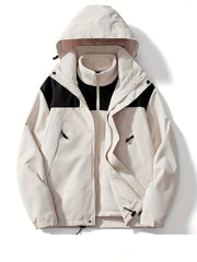 3 in 1 Block Outdoor Sports Jacket Windproof Waterproof Fleece Warm Punch Jacket