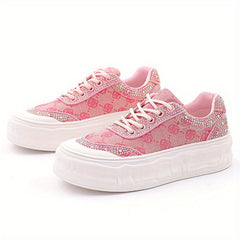 Women's Sequin Printed Thick Sole Sneakers Sport Shoes