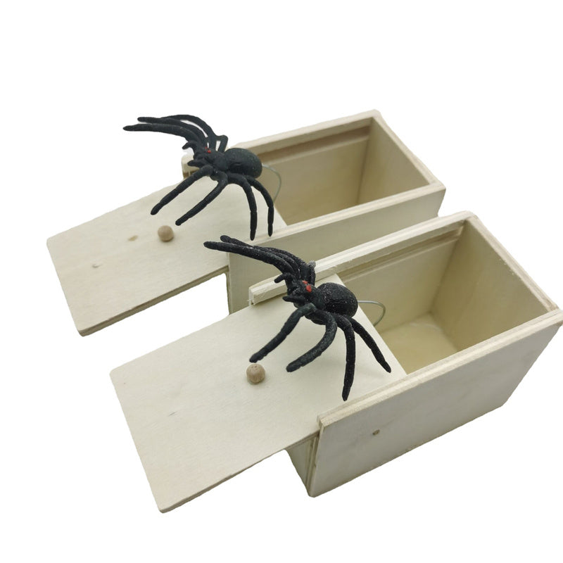 Wooden Spider Box Trick Joke Toy - Surprise Your Kids with Fun!