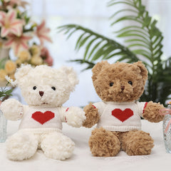 11.8 Inch Teddy Bear Plush Toy with Heart Pattern Clothes