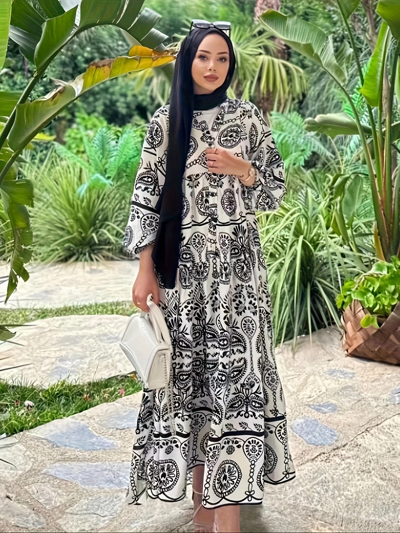  Casual Kaftan Dress Women's Plus Paisley Floral Print Maxi Dress