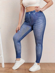  Denim Print High Waisted Leggings