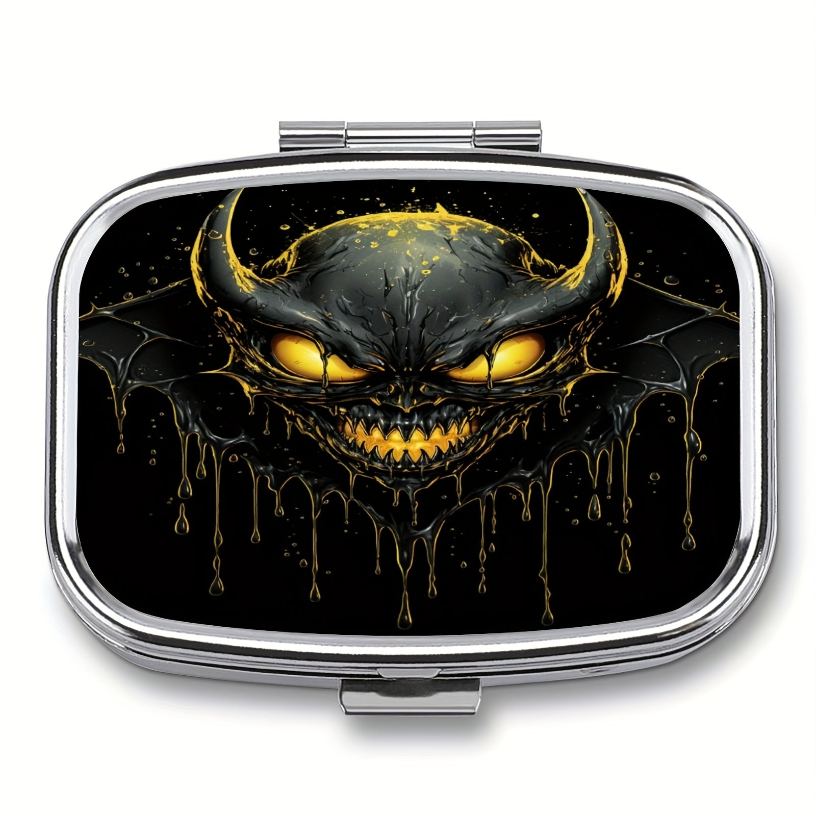 DUWOP2 1pc Medicine Box 2 compartment Decorative Metal Vitamin Organizer