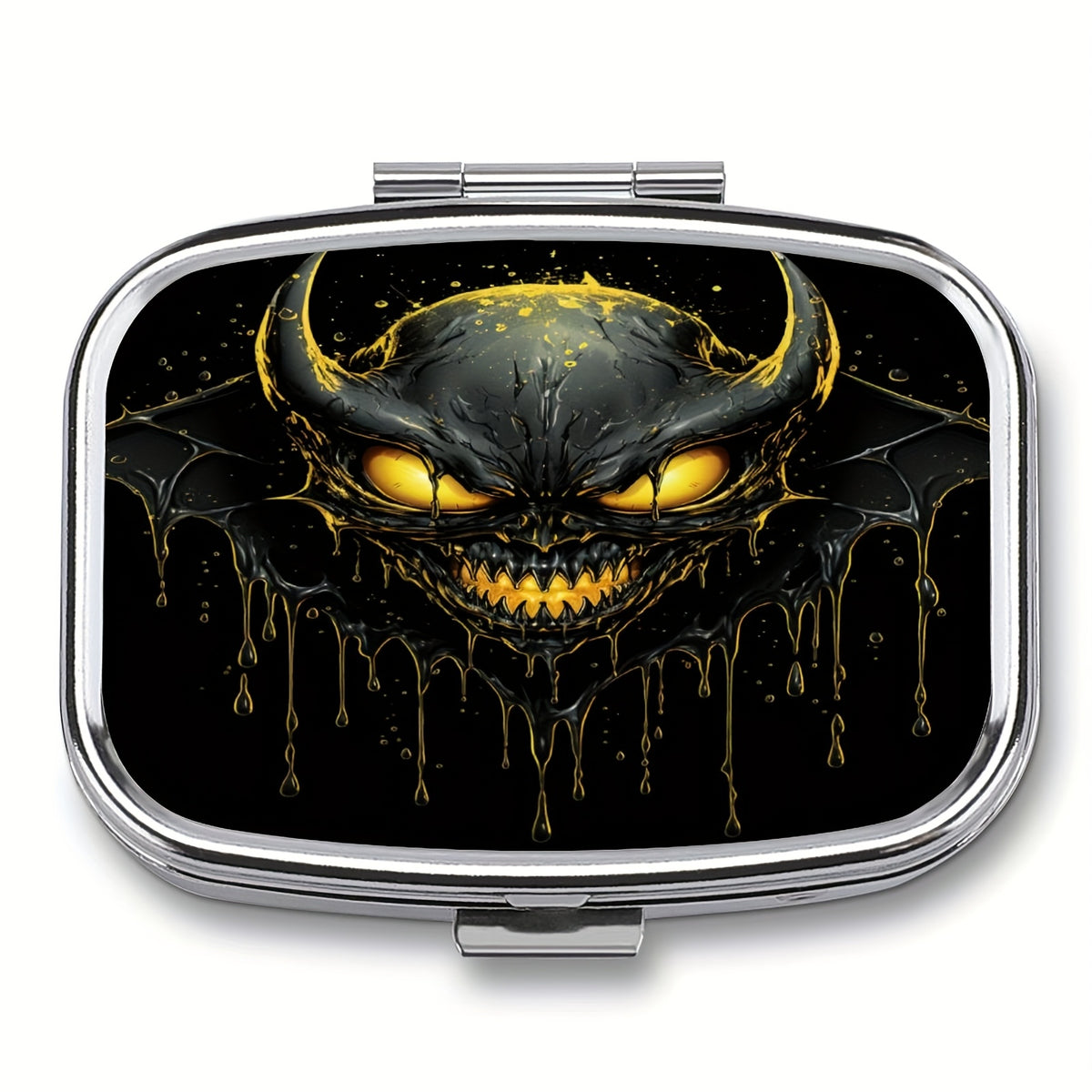 DUWOP2 1pc Medicine Box 2 compartment Decorative Metal Vitamin Organizer