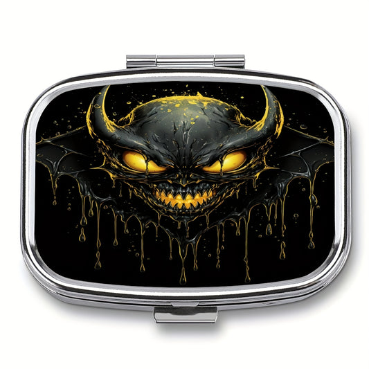 DUWOP2 1pc Medicine Box 2 compartment Decorative Metal Vitamin Organizer