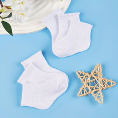 3 Pairs Girls Ruffled Knit Socks Soft Comfortable Thin Breathable