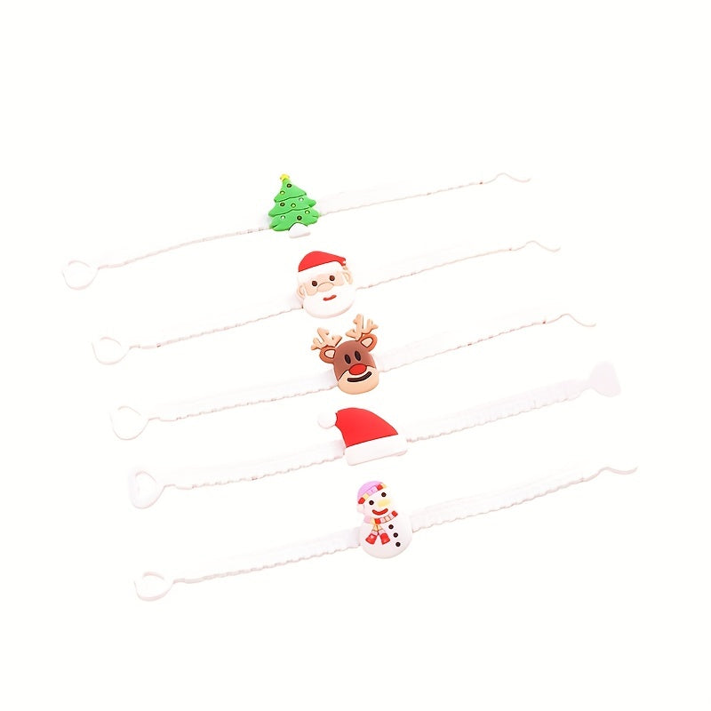 5pcs Christmas Party Wristbands Rings Hair Clips Silicone Bracelet