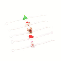 5pcs Christmas Party Wristbands Rings Hair Clips Silicone Bracelet