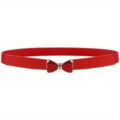 Bowknot Buckle Thin Belt Solid Waist Belt Classic Girdle for Women