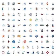 102pcs Cartoon Nautical Stickers for DIY Decorating