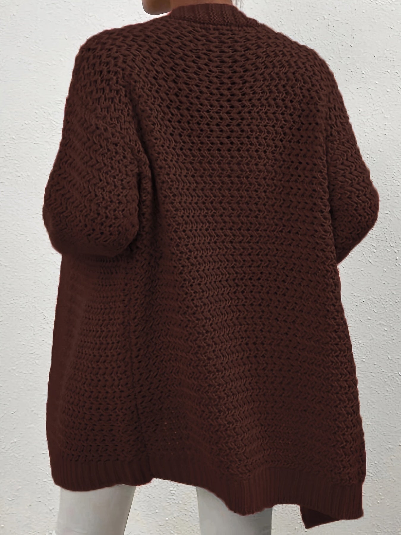  Solid Long Sleeve Open Front Cardigan