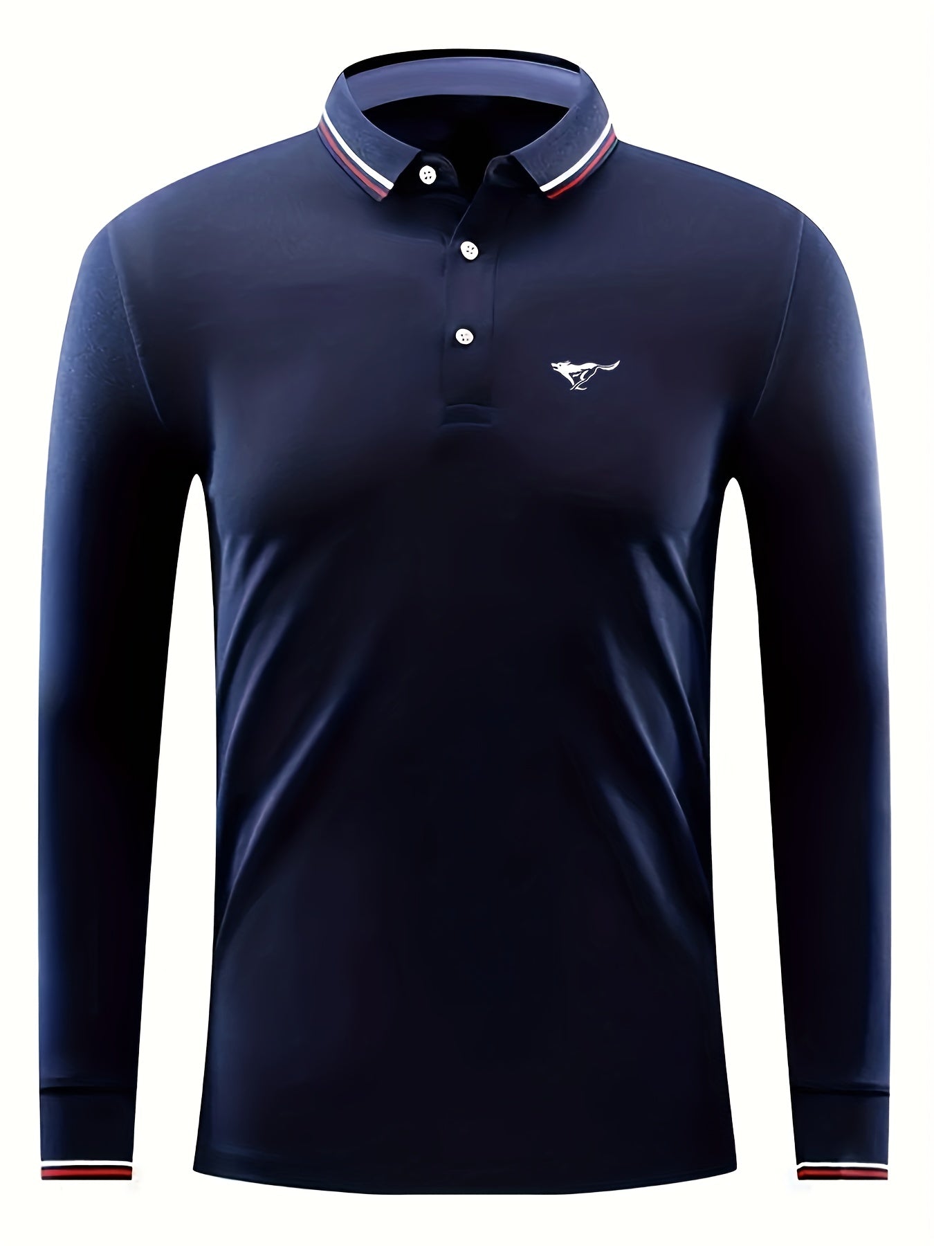 Wolf Print Men's Long Sleeve Lapel Sports Shirt Top