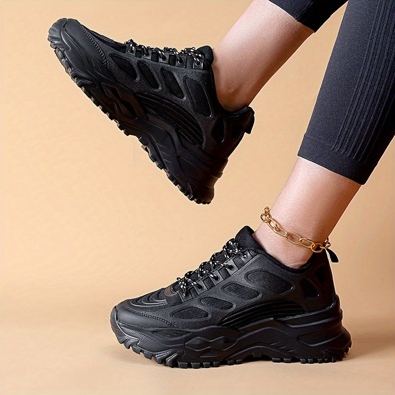 Knit Casual Sports Sneakers Thick Sole Running Shoes Women's Footwear
