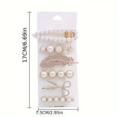 6pcs Retro Teddy Bear Flower Hair Clip Feather Scissors Faux Pearl Side Clip