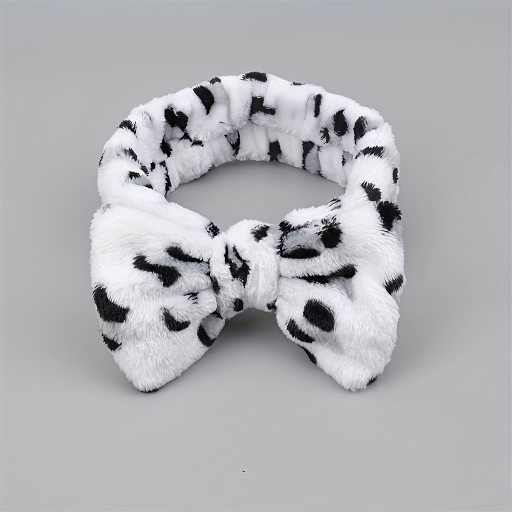 Soft Coral Fleece Bow Hair Band for Women
