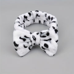 Soft Coral Fleece Bow Hair Band for Women