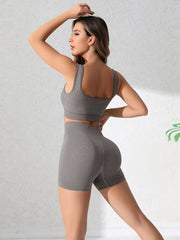 Seamless Sports Tank Top & Stretch Running Shorts Set
