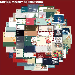 60pcs Christmas Retro Stamp Notebook Stickers DIY Decoration