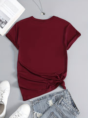 Football Heart Graphic Short Sleeve Sports T shirt Round Neck Women's Activewear