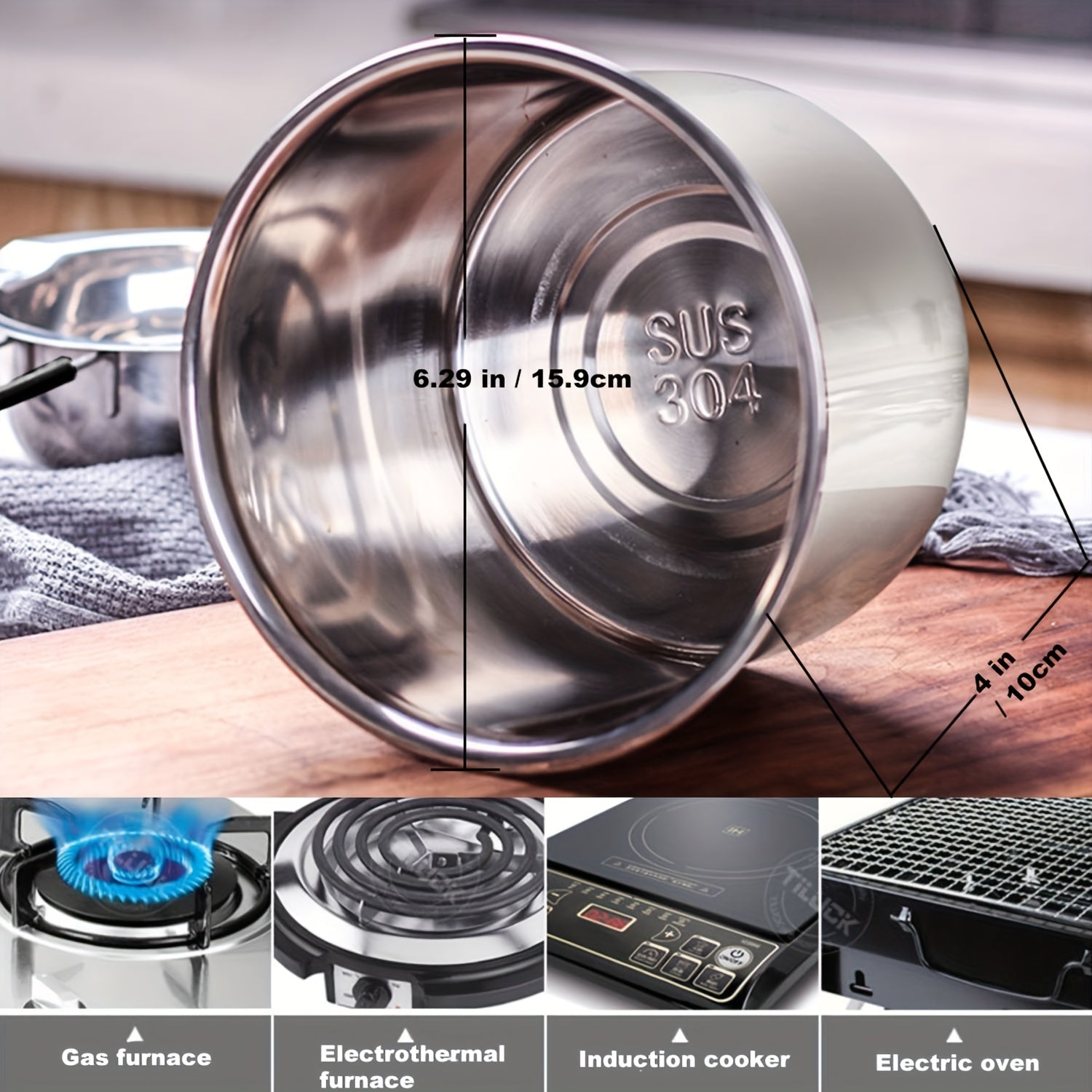 Stainless Steel Double Boiler Pot Set 600ml & 1600ml with Spatula