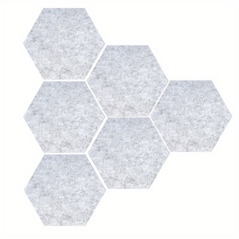 6pcs Hexagon Felt Bulletin Board Self Adhesive Wall Tiles with Push Pins