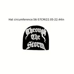 Y2K Lightning Letter Jacquard Beanie - Reversible Hip Hop Couple Hat