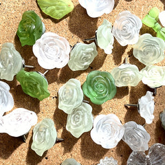Baroque Frosted Resin Rose Flower Pattern Nails - 30pcs