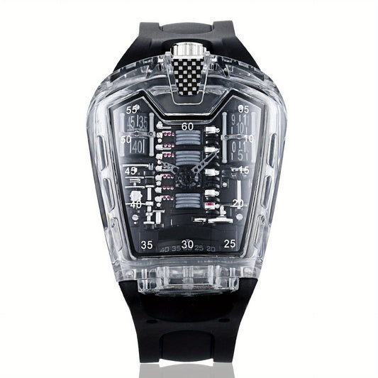 Engine Shape Men's Watch 16 Cylinder Transparent Wristwatch Men's Accessories