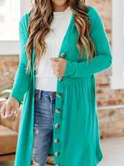  Solid Long Sleeve Cardigan