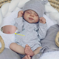 19in Asleep Boy Reborn Doll, Hand Drawn Hair, Light Beige 3D Paint