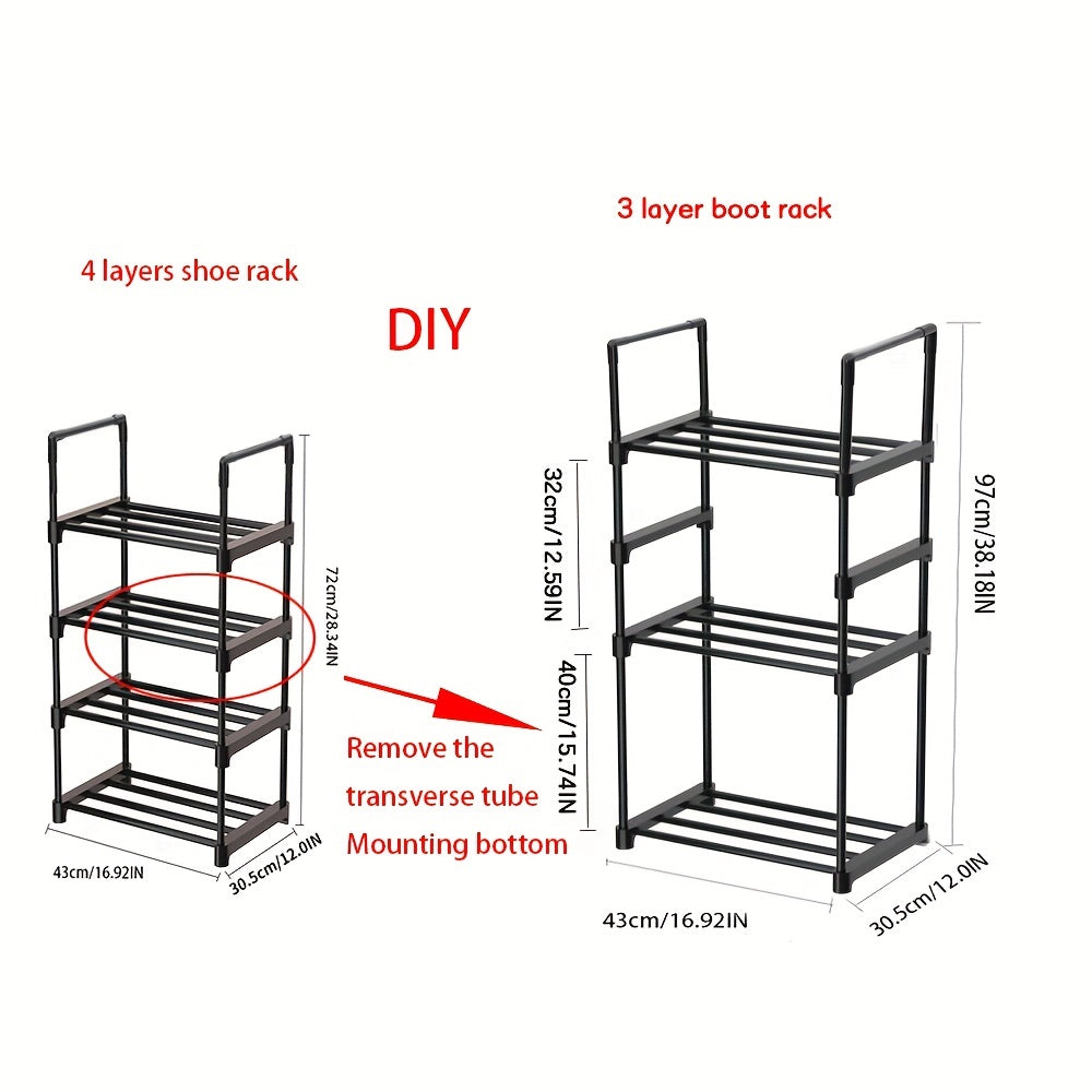 3-Layer Boot Storage Rack with Clothes Shelf