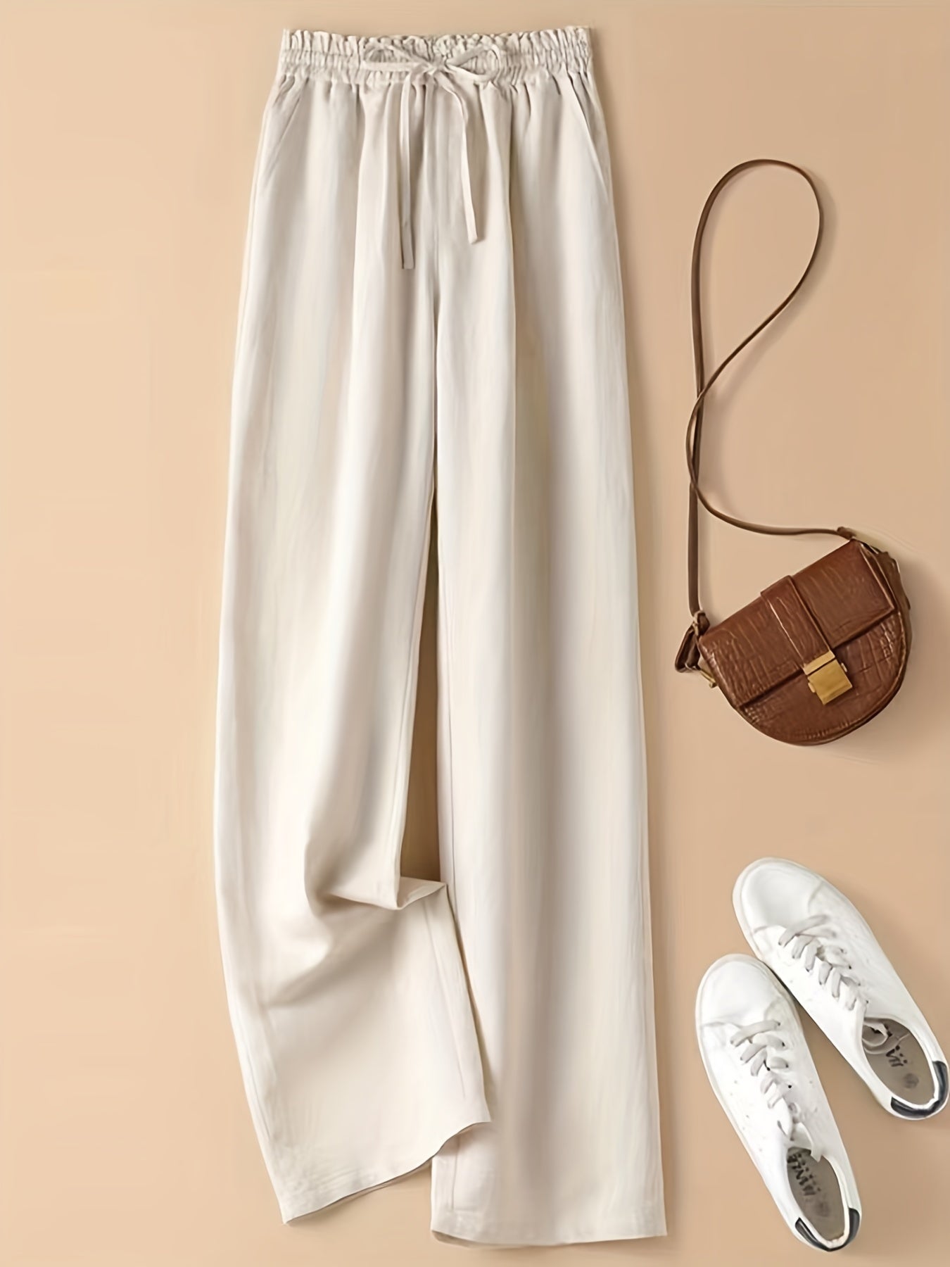 Wide Leg Elastic Waist Pants for Women