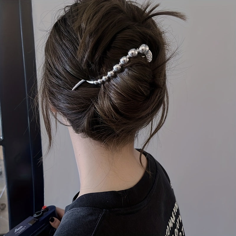 2pcs Metallic Ball Decor Hair Clip For Women Girls Hair Clip