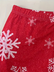  Snowflake Print High Rise Leggings