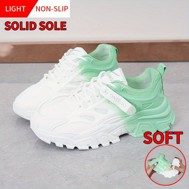 Women's Ombre Chunky Sneakers Lace-up Shoes
