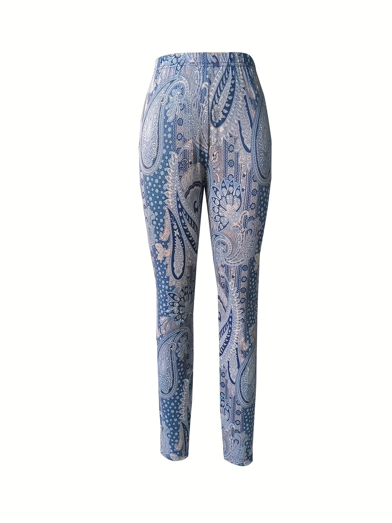 Boho Paisley Print Skinny Leggings High Waist Long Length Leggings