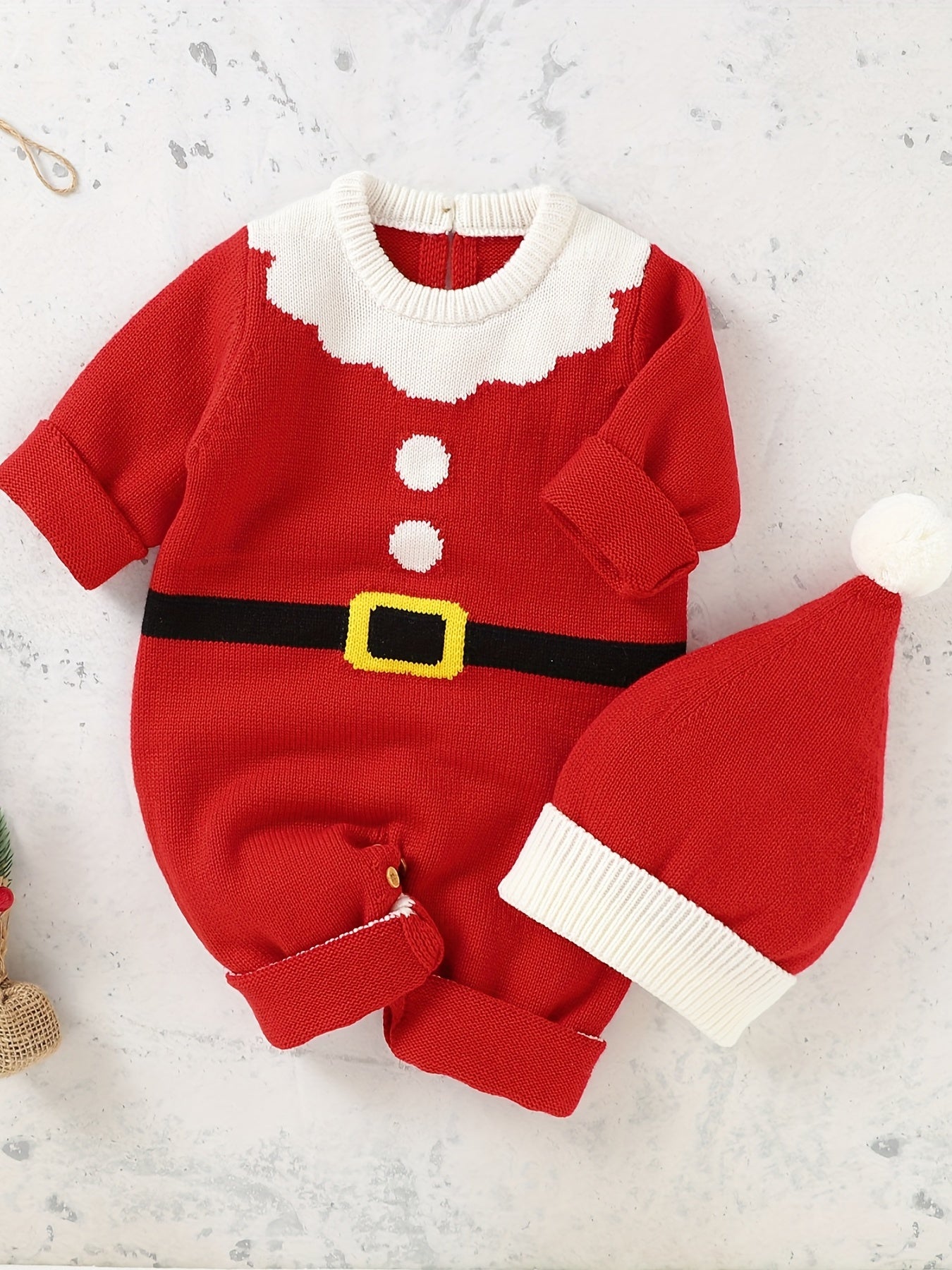 Infant Christmas Onesie & Santa Hat Set Cosplay Santa Claus