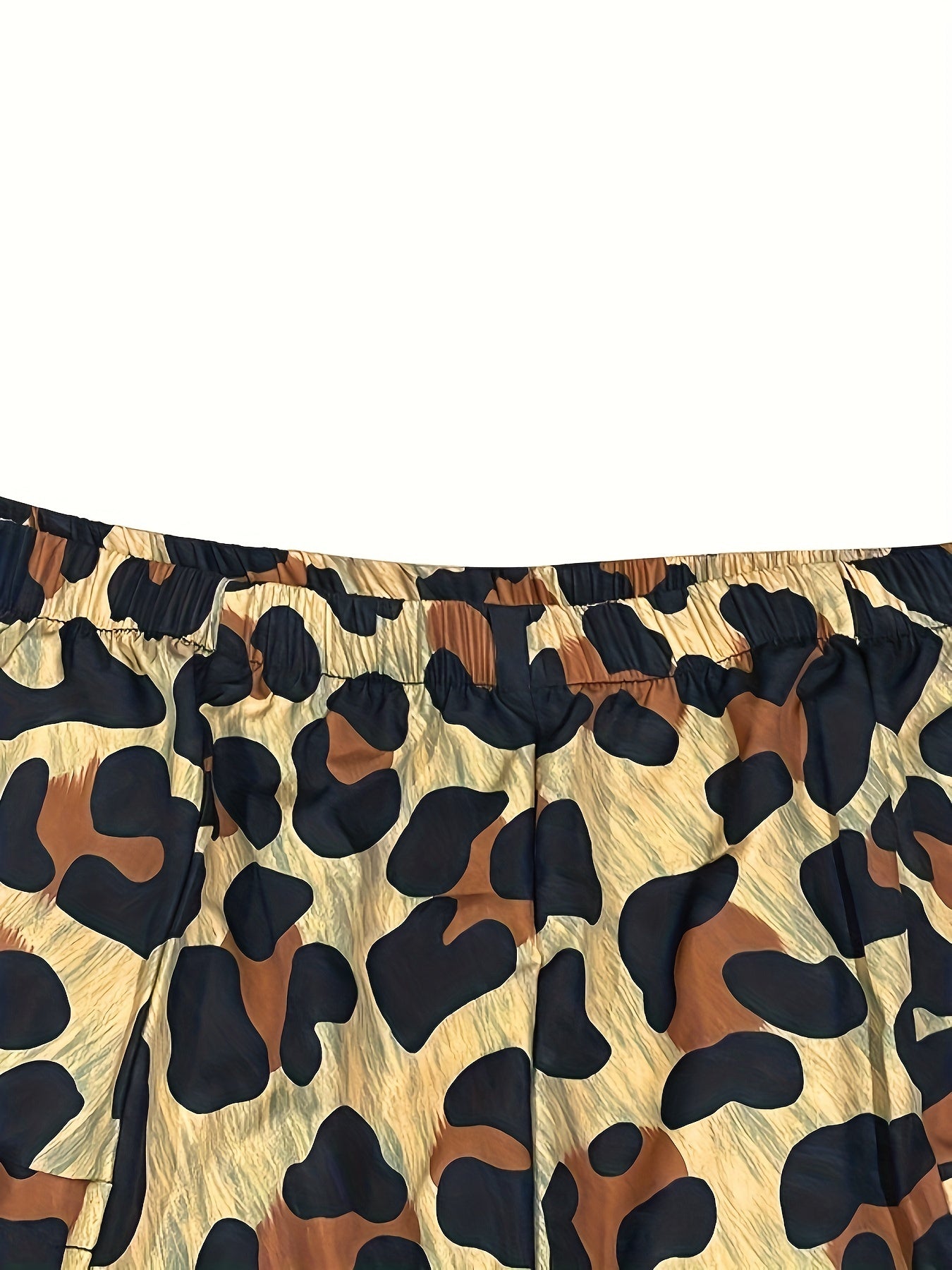 Plus Leopard Print Wide Leg Trousers