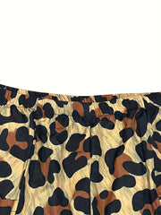 Plus Leopard Print Wide Leg Trousers