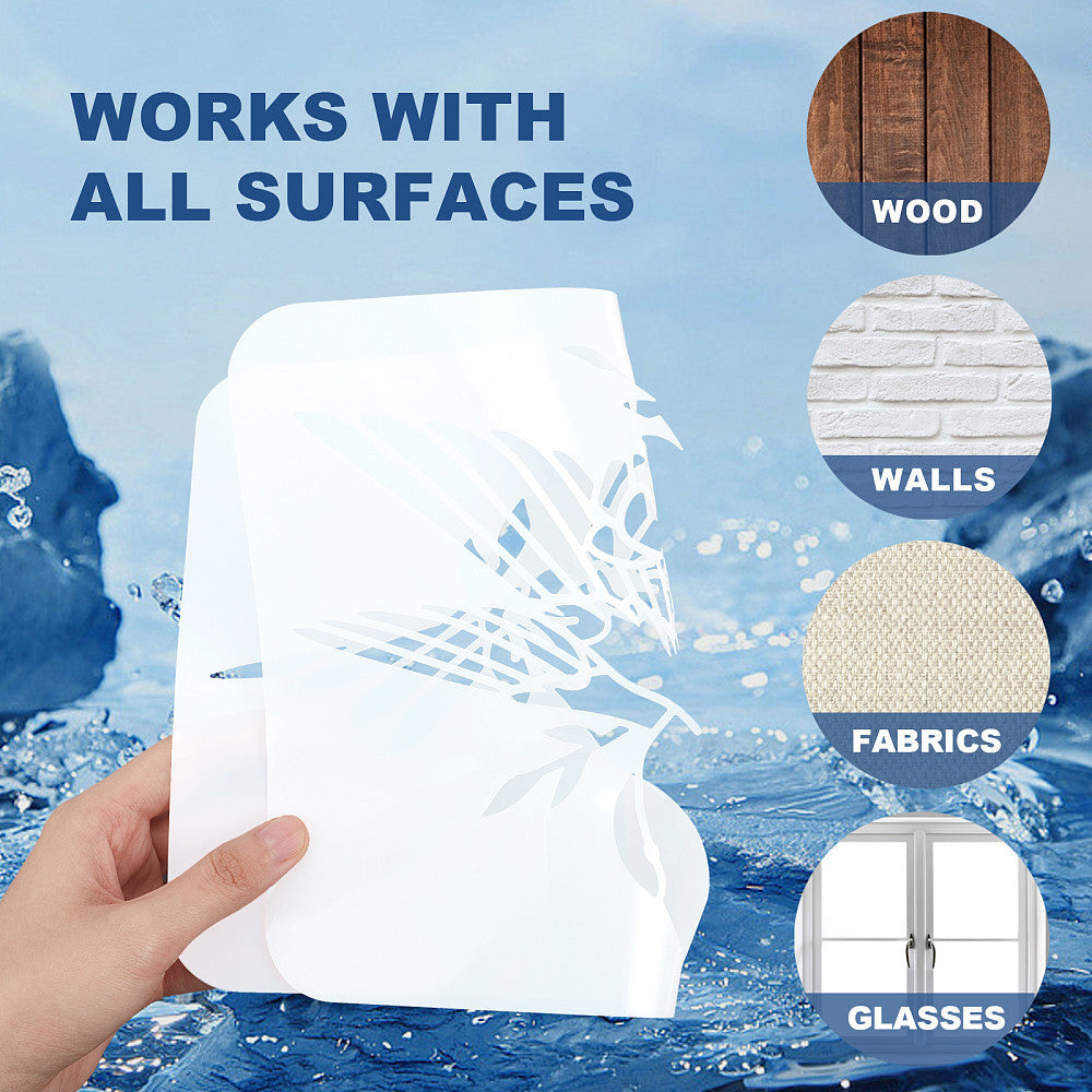 1pc US 1pc PET Hollow Out Drawing Stencils with Paint Brushes Scrapbook Kit